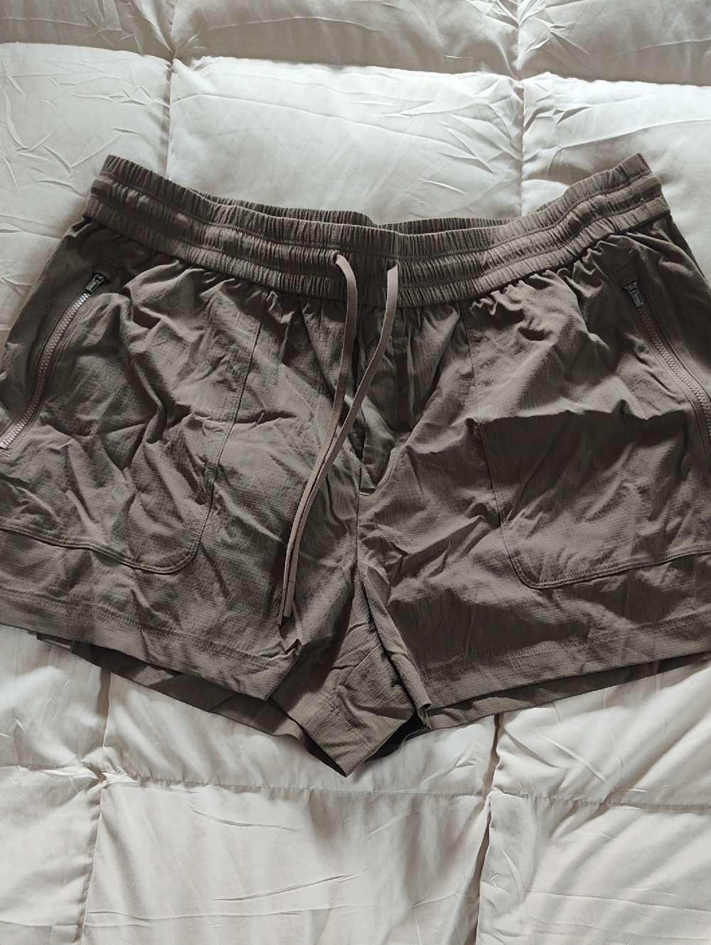 Athleta Taupe Utility Drawstring Athletic Shorts